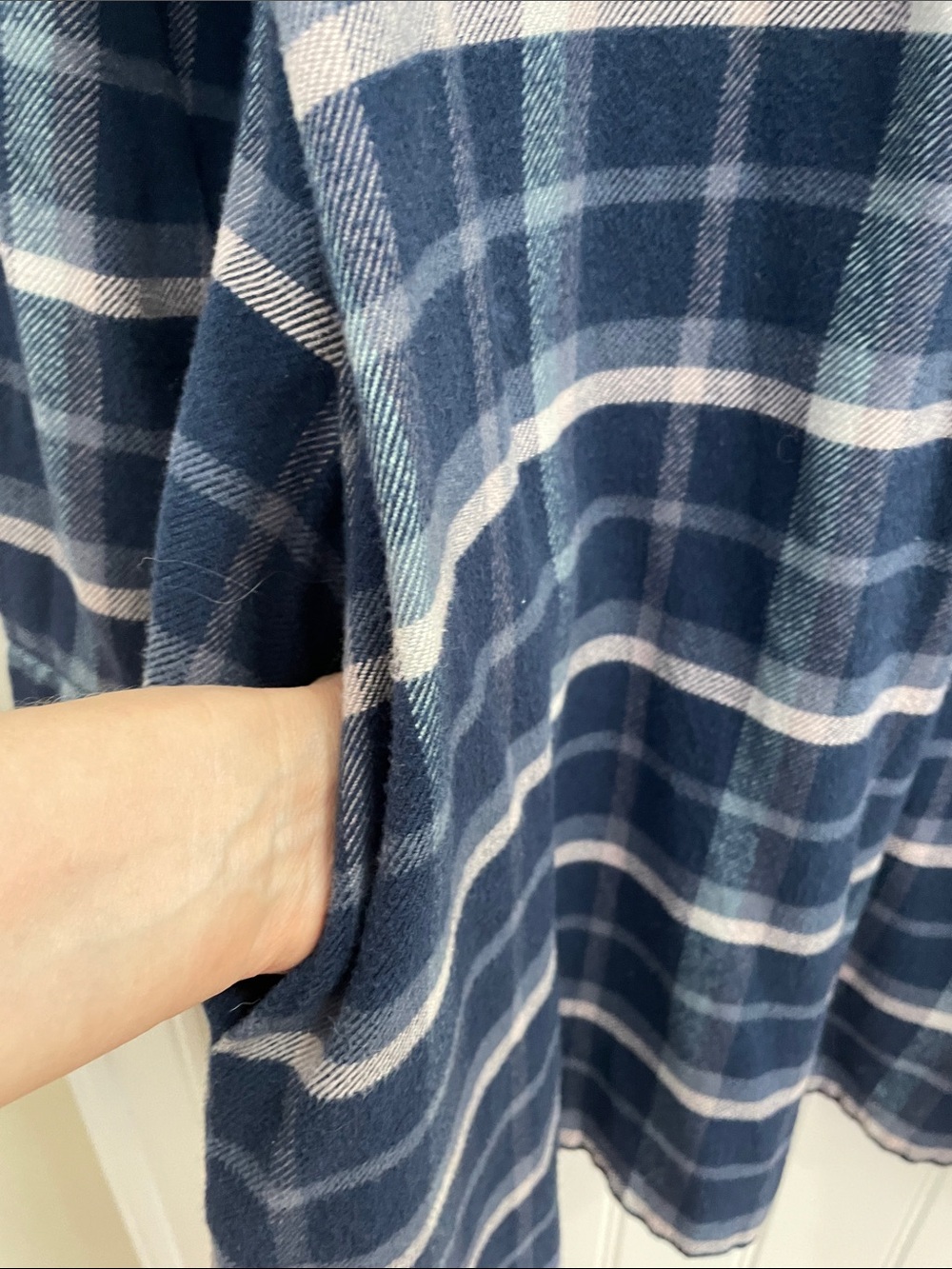 Patagonia Blue Flannel Plaid Long-Sleeve Shirt Dress - Picture 5 of 7
